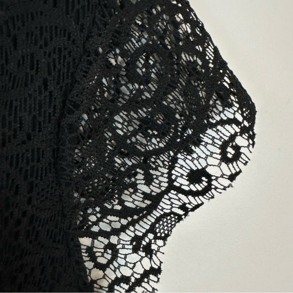 Vintage Decoded Black Babydoll Top Lace Ribbed Size L - Picture 7 of 9